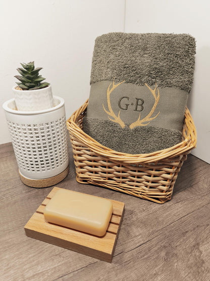 Personalized towel with name/initials | Antlers