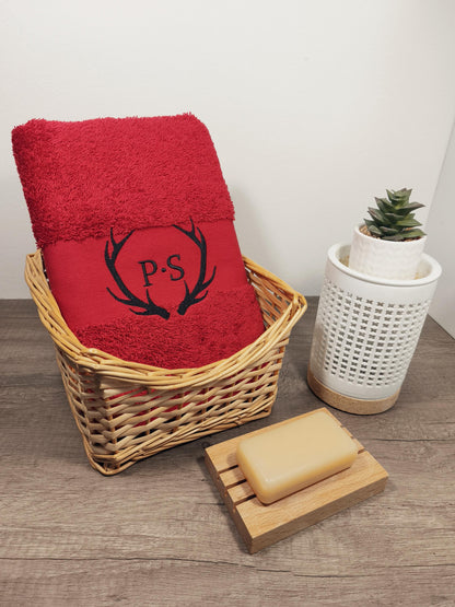 Personalized towel with name/initials | Antlers