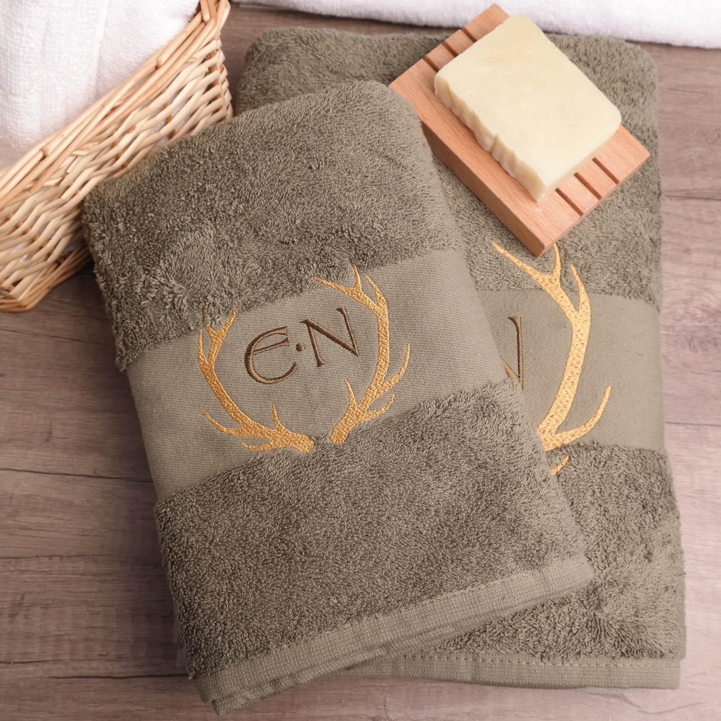 Personalized towel with name/initials | Antlers