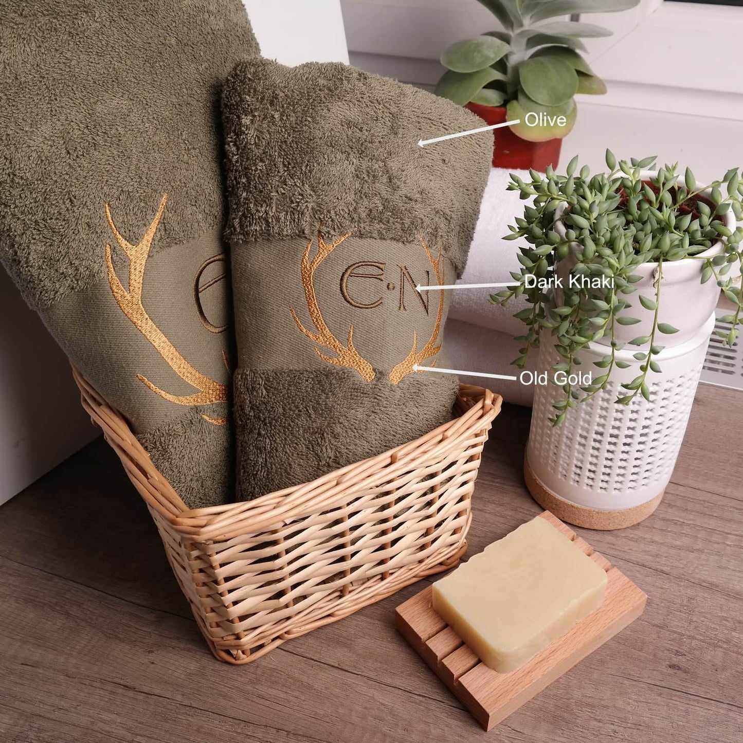 Personalized towel with name/initials | Antlers